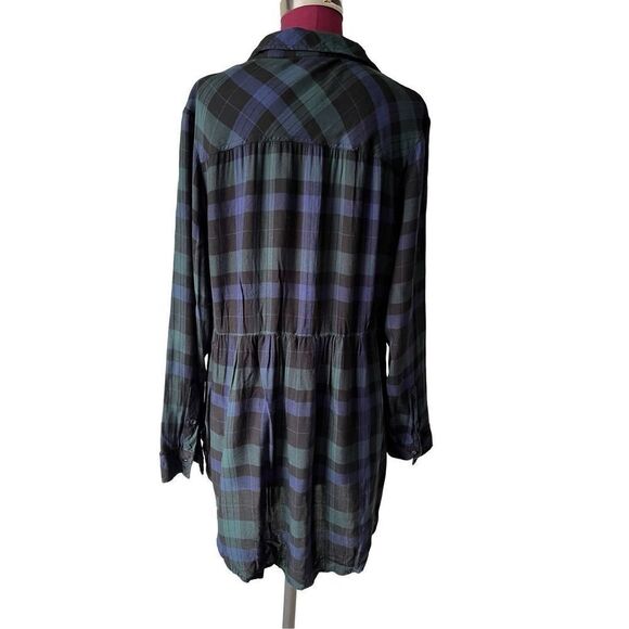 Torrid Emma Dark Green & Navy Plaid Twill Babydoll Tunic size 2 - Picture 6 of 10